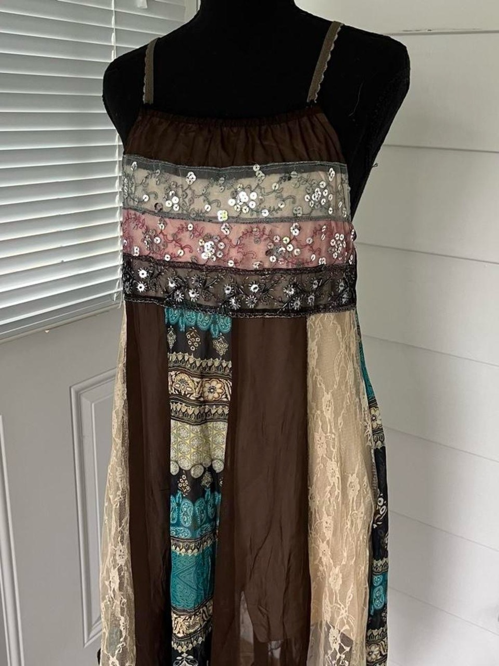 Y2K Babydoll Vintage Patchwork Fairycore Sequin Beaded Dress